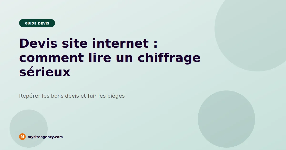 Devis site internet - comment lire un chiffrage