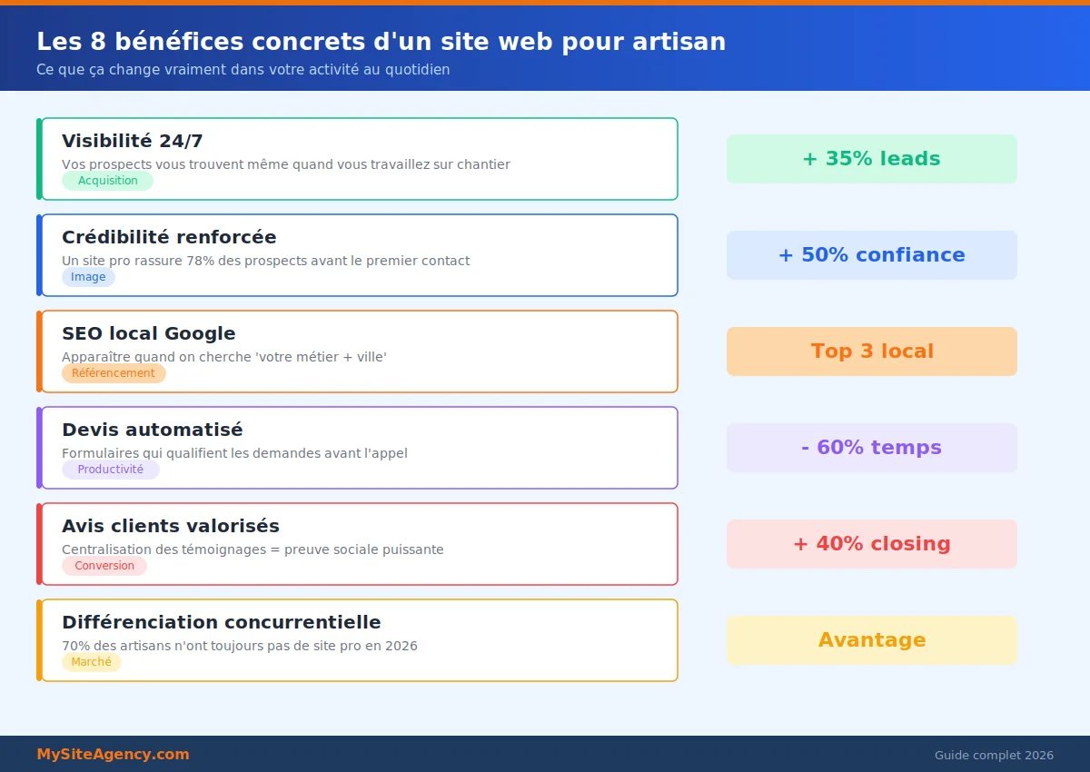 Bénéfices concrets d'un site vitrine pour un artisan en 2026